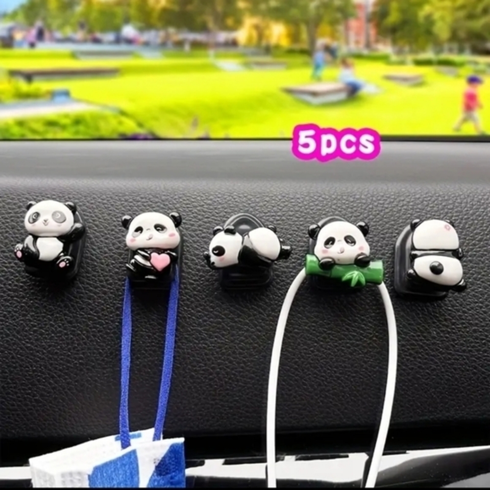 🐼 Panda Car Decoration Multifunctional Storage Mini Hook 5 Piece‎